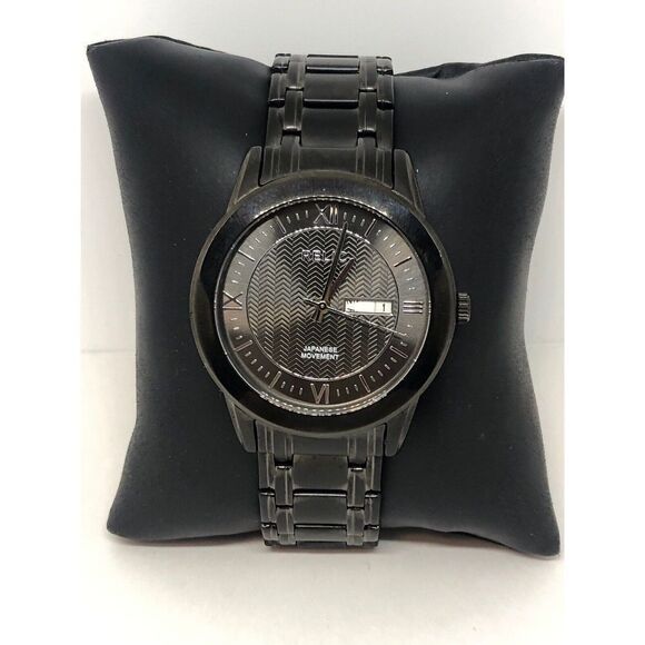 Relic ZR12053 Men's Black Stainless Steel Analog Black Dial Quartz Watch HO174 - Picture 1 of 9